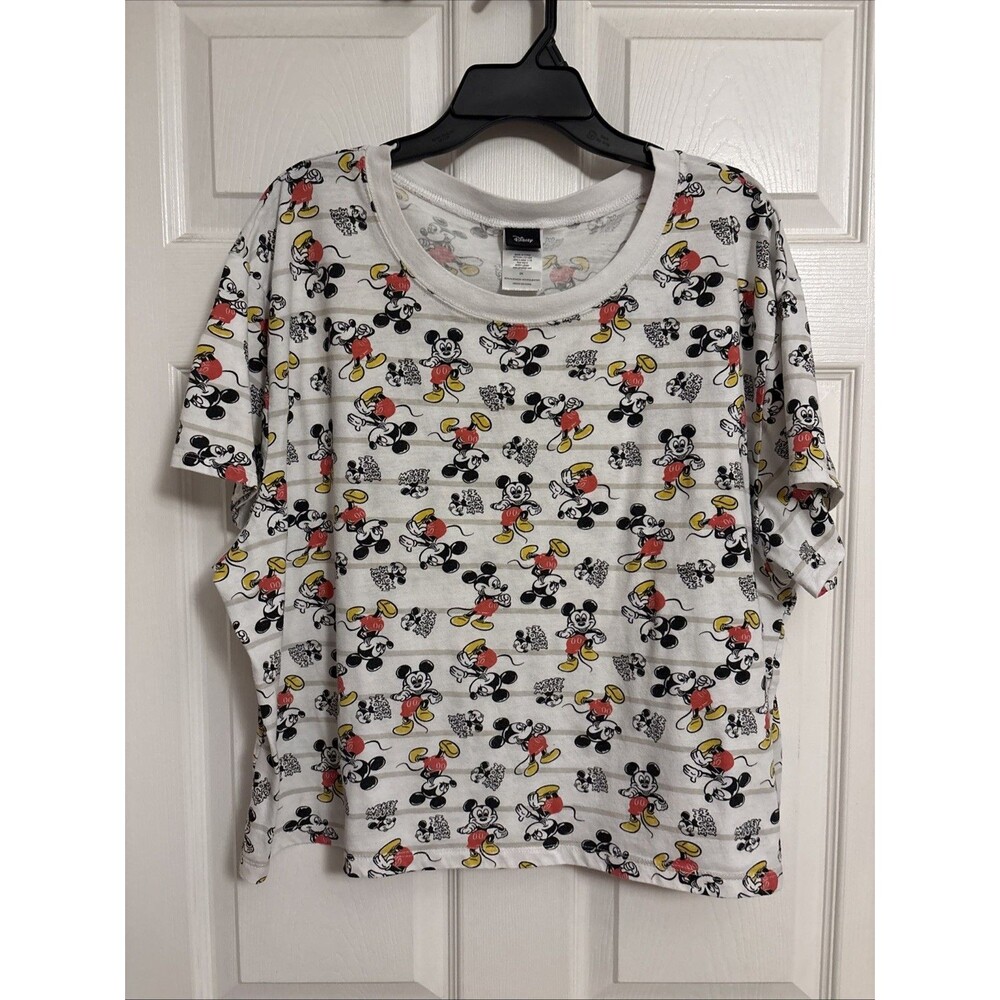 Women's Disney Mickey Mouse Collectible Cropped Short Sleeve Shirt Top,  Size 3X